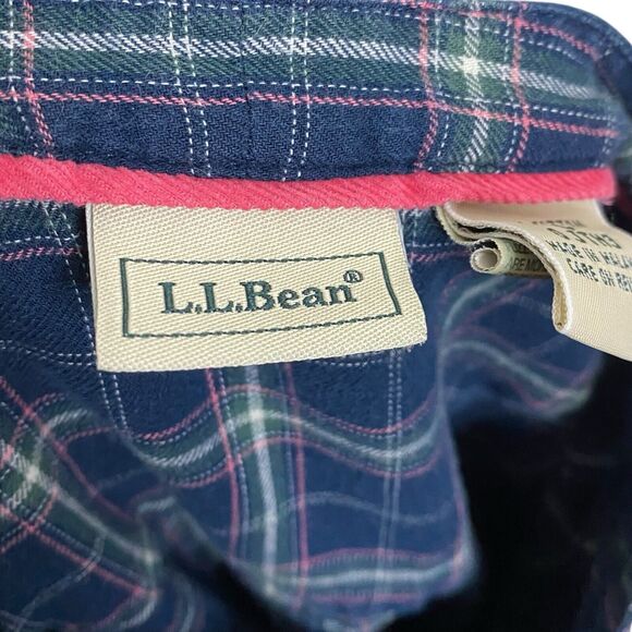 Vtg LL Bean Shirt Womens Large Flannel Plaid Lightweight Pintuck Western Cottage - Picture 3 of 16